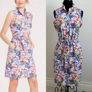 J. McLaughlin Catalina Cloth Belt Sleeveless Sheath Dress Sz M Preppy Resortwear